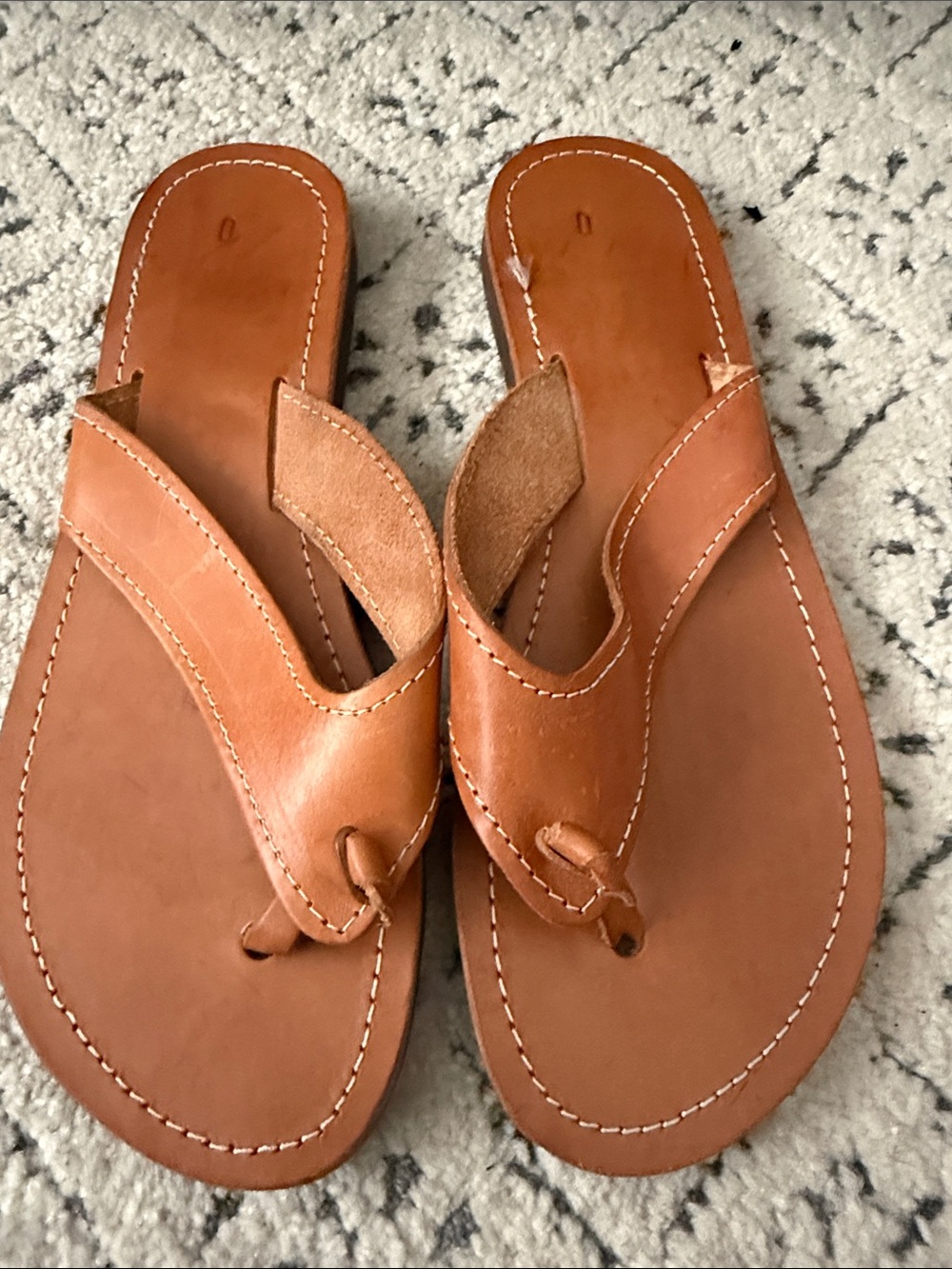 Tan Leather Thong Sandals